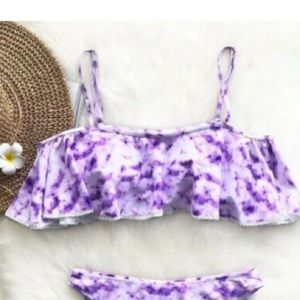 Cupshe tie dye ruffle cold shoulder top